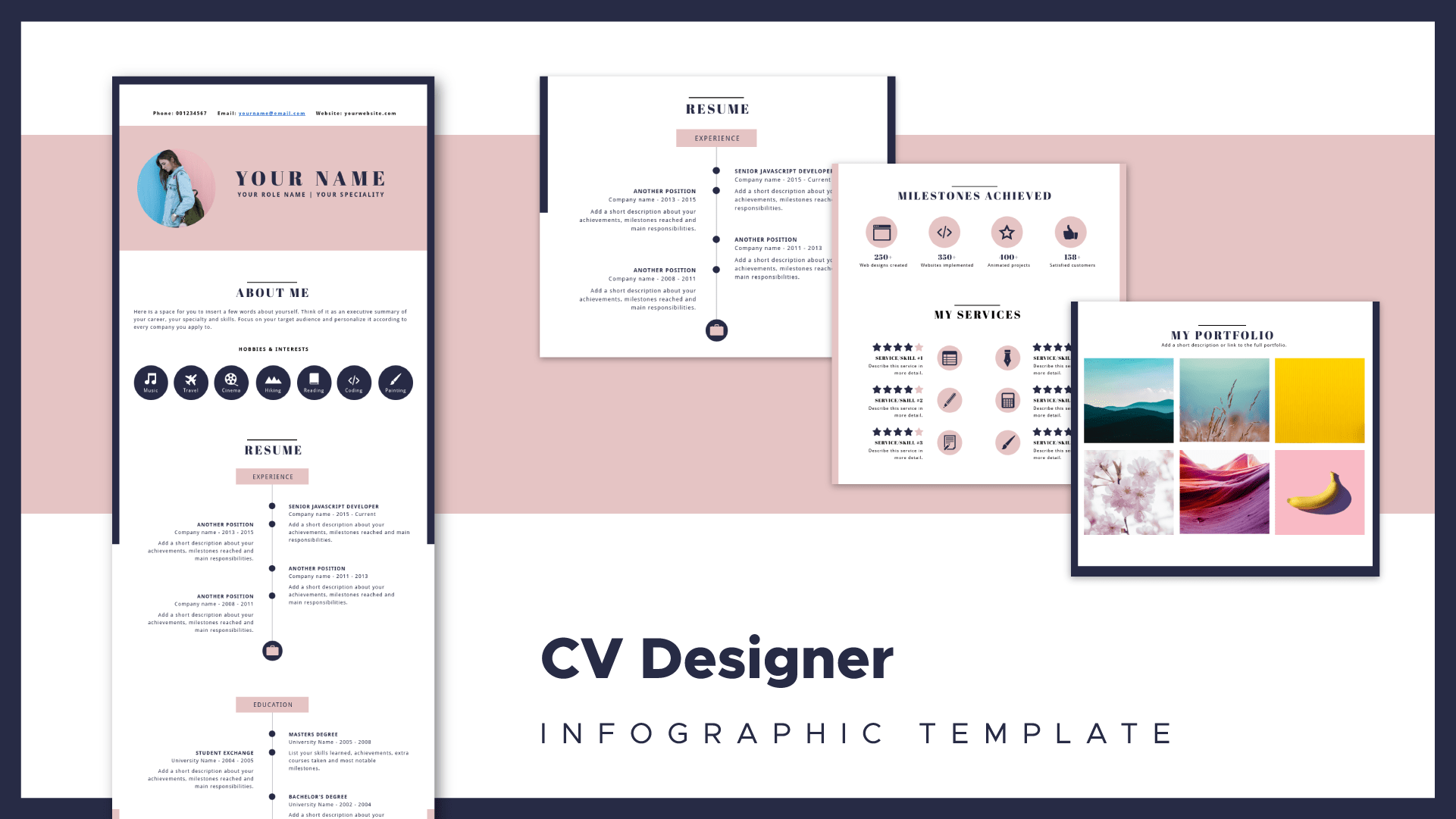 designer cv template, cv infographic template