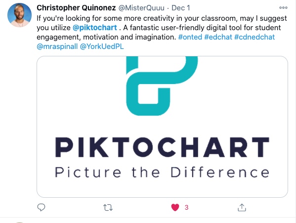 Piktochart in classroom user feedback on Twitter
