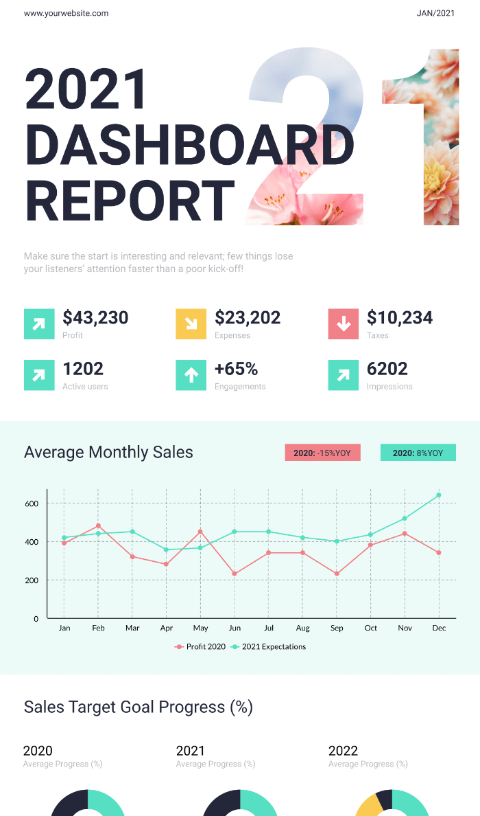 Annual Dashboard Report Infographic Template Preview