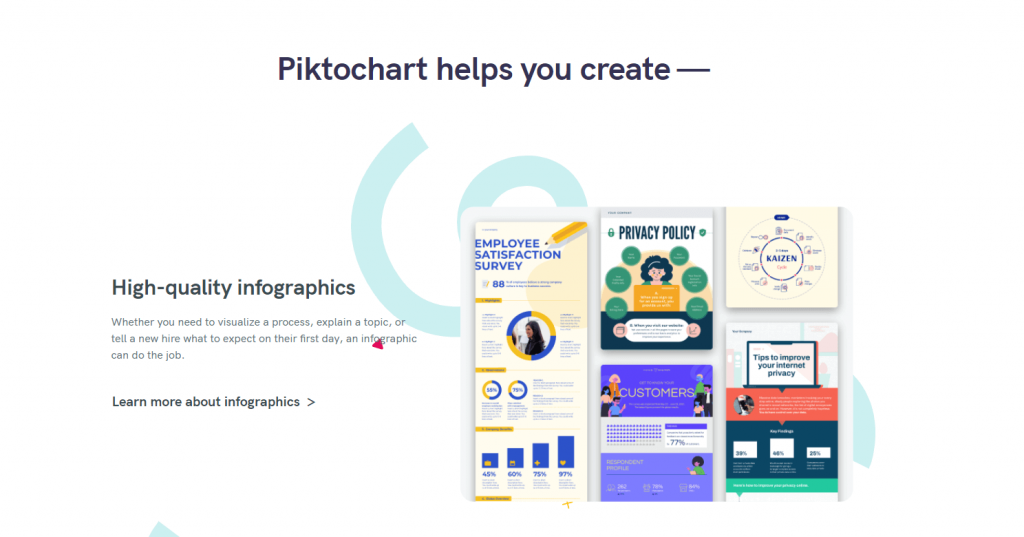 Piktochart infographic maker front page
